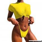 Gocheaper Women Sexy Bikini Push-up Padded Short Sleeve Sport Swimwear Print Swimsuit Beachwear Yellow❤ B07DS73FS5